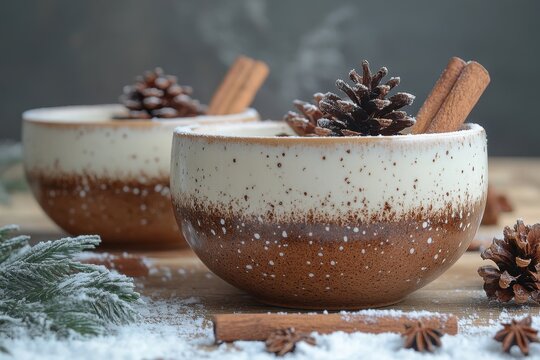bowls filled with cinnamon spice and cinnamon sticks.