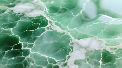 Fototapeta premium Stunning jade green marble texture with soft white veins. Perfect for high-end fashion design, product packaging, and decorative prints