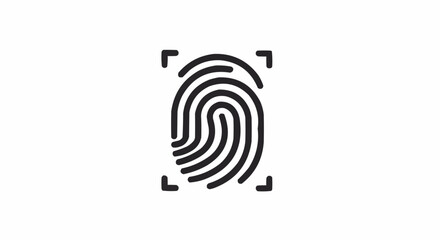 Illustration of a fingerprint with scanning marks on a white background in a simple vector style