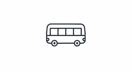 Simple line drawing of a bus with four windows and rounded edges on a white background in a cartoon style