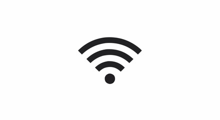 Illustration of a wireless internet symbol with three curved lines and a circular dot below it