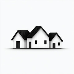 Modern Farmhouse Row, black and white, representing real estate and community.