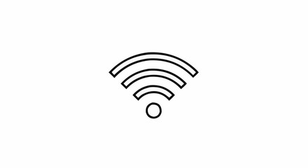 Illustration of a wifi symbol with four curved lines and a small circle at the bottom center
