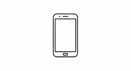 Illustration of a simple smartphone with a blank screen and rounded edges in black outline style design