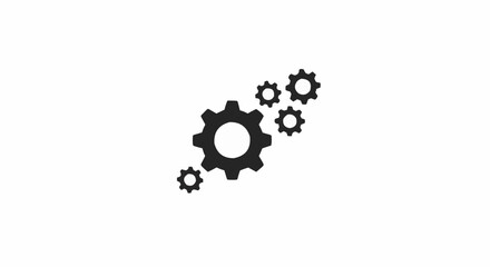 Illustration of several gears of various sizes clustered together on a white background design element