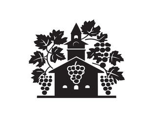 Winery silhouette icon vector illustration solid black symbol for tasting room