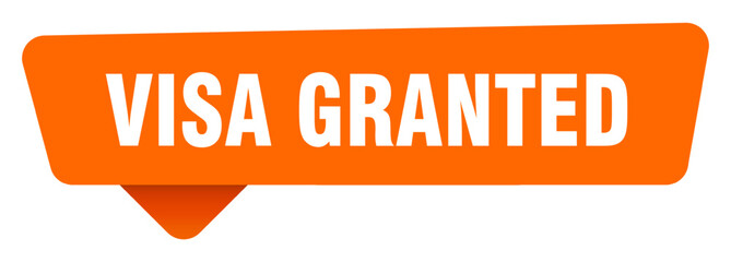 visa granted sticker. visa granted orange sign isolated on transpatent background