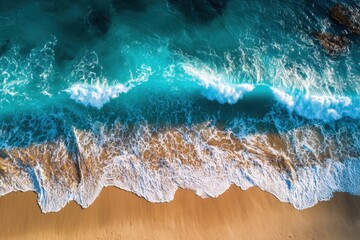 Obraz premium Surf Line, Blue Ocean Meets the Dark Sand