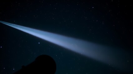 Celestial comet with iridescent tail stretching across starry darkness, framed by telescope lenses.