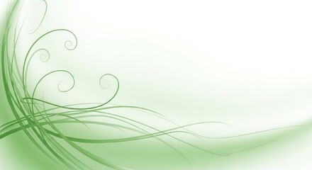 Elegant swirling green floral design element on a white background