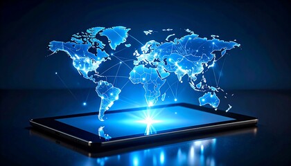 Global digital network on tablet