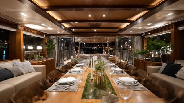 Luxury dining yacht interior