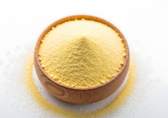 Wooden bowl brimming with couscous, a culinary treasure trove presented