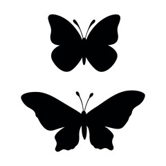 Two silhouetted butterflies displayed against a white background