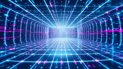 Abstract Fiber Optic Grid, Digital Connectivity, Information Flow, Futuristic Data Network