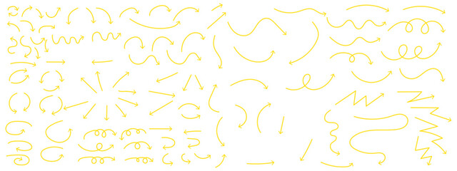 Set of hand drawn arrows. Simple arrows collection isolated on white background. Arrow mark icons vector.