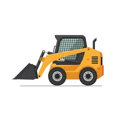 Naklejka premium Yellow Skid Steer Loader Heavy Construction Equipment Isolated