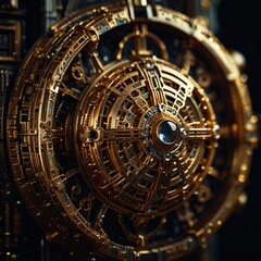 Fototapeta premium Futuristic Golden Artifact with Glowing Crystal Orb_6