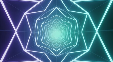 Vibrant Geometric Tunnel of Light and Color Hypnotic Abstract Background