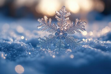 Snowflakes falling on the ground.
