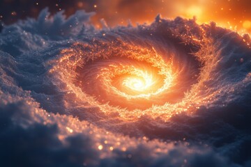 Spiral of fire blazing in the sky.