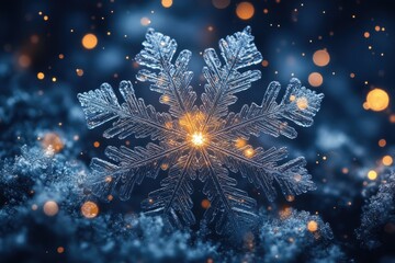 Snowflakes falling on the ground.