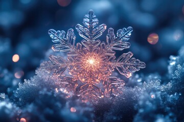 Snowflakes falling on the ground.