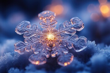 Snowflakes falling on the ground.