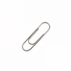 Metal paperclip isolated on white background