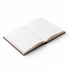 Open notebook with blank pages isolated on white background