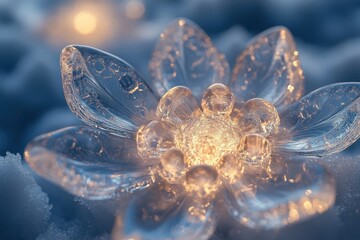 Ice flower sparkling under sunlight.