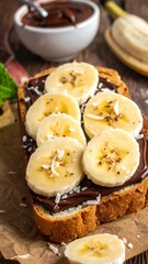Chocolate hazelnut spread banana toast