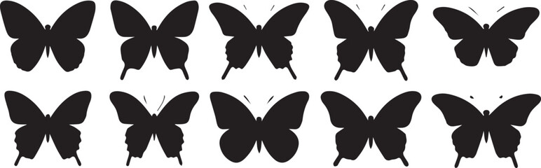 vector butterfly silhouettes set in eps ai jpeg and png formats for nature graphic designs