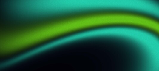 Obraz premium Green black blue glowing gradient abstract shape on grainy textured background dynamic motion retro cover poster header design copy space