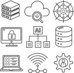 Technology icons data network security artificial intelligence