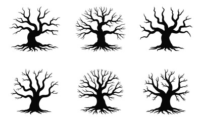 Tree of Life Silhouette Collection with Roots and Twisted Branches