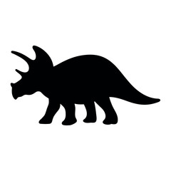 Silhouette of a triceratops dinosaur on a white background