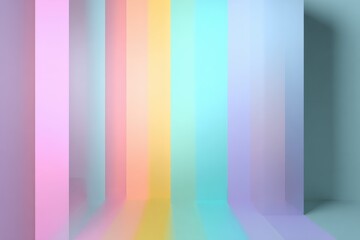 Vertical Pastel Rainbow Stripes on Studio Walls