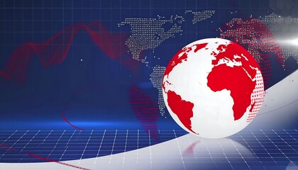 Global news graphic with world map