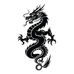 Majestic black dragon silhouette fierce mythical creature spirit animal symbol art silhouette