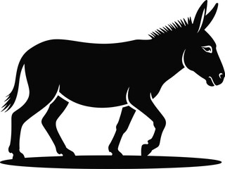 Obraz premium Black donkey silhouette walking animal
