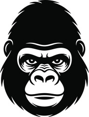 Fototapeta premium Black gorilla face vector silhouette primate animal