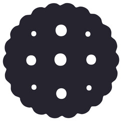 Fototapeta premium Dark cookie with white dots stylized icon graphic design for food and baking themes