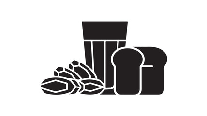 Simple breakfast essentials featuring milk, toast, and nuts - a delicious start to the day, perfect for healthy lifestyle promotions and recipe inspiration, minimalist design