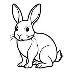 Obraz premium Charming simple outline vector illustration of a cute rabbit in profile