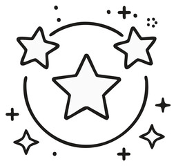 Obraz premium Abstract outline graphic of stars with sparkles and circles