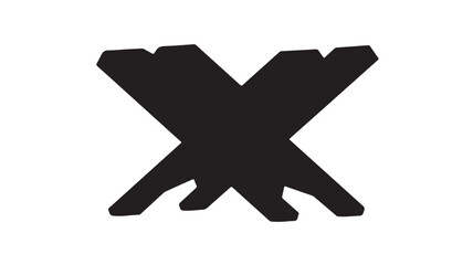 Bold black abstract symbol resembling an X or starburst, perfect for modern branding, logos, and design projects seeking a strong visual statement and dynamic impact.