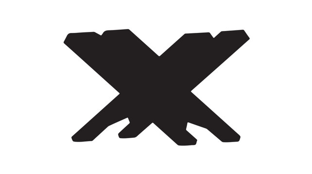 Bold black abstract symbol resembling an X or starburst, perfect for modern branding, logos, and design projects seeking a strong visual statement and dynamic impact.
