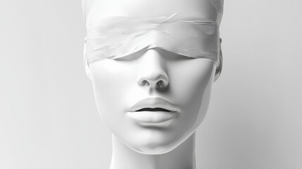 Mannequin With a Bandaged Face Expressing Emotion in a Minimalist Setting