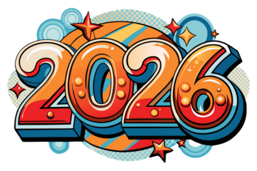 Bold 2026 Dynamic Comic-Style Vector Design for New Year Celebrations